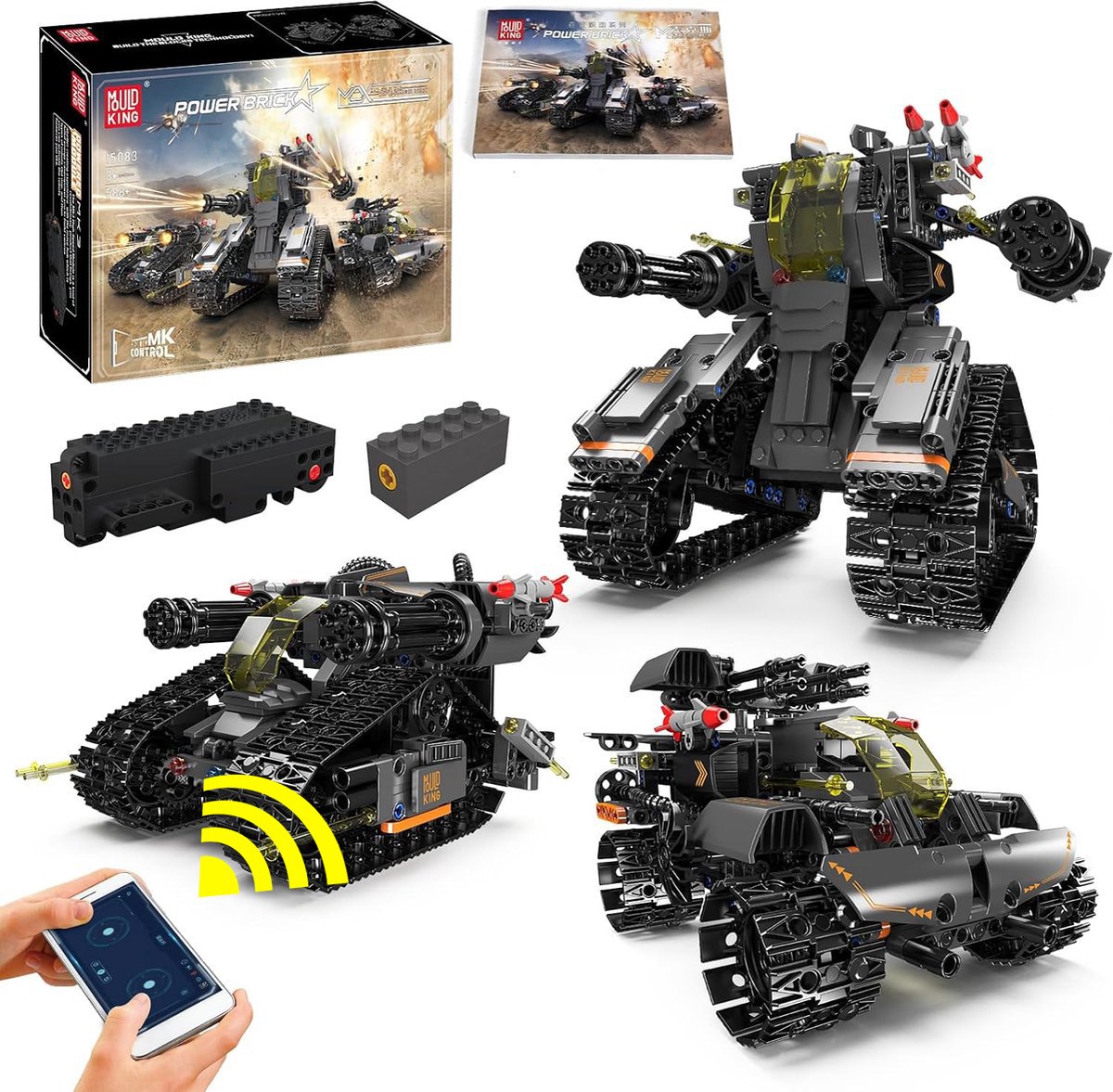 Mould King - Technic 3 in 1 rc army tank | City speed champions adventure | Creator classic auto motor bouwpakket compatipel met lego sluban mega | Technische leger speelgoed ideas expert volwassenen & kinderen | 588 bloks modelbouw